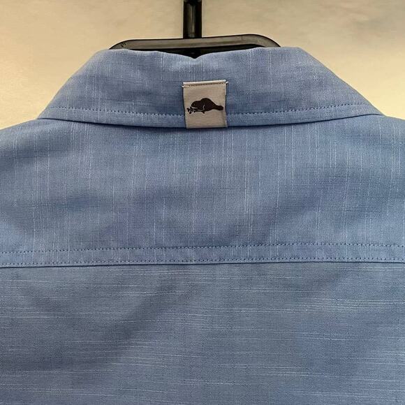 Roots73 Clearwater Button Up Women Shirt Size Large Blue M Patch #97100 Rolltab - Picture 7 of 12